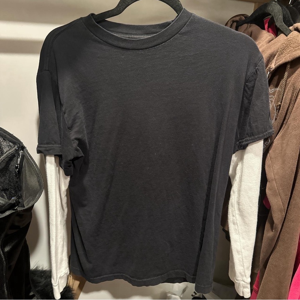 No Boundaries Black Tee with White Long Sleeves